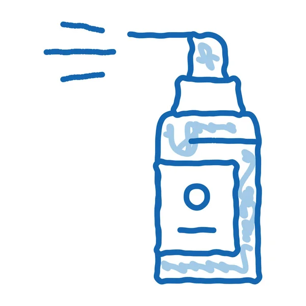 Vaporisateur Bouteille Croquis Icône Vecteur Signe Bleu Dessiné Main Bouteille — Image vectorielle