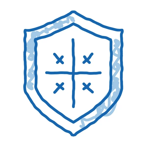 Escudo Proteção Esboço Ícone Vetor Mão Desenhado Azul Doodle Linha —  Vetores de Stock