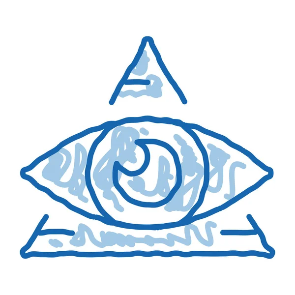 All Seeing Eye Sketch Icon Vector Hand Drawn Blue Doodle — Stock Vector