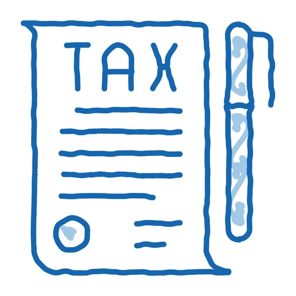 Vergi Belgesi Kalem Taslak Ikonu Vektörü Çizimi Mavi Karalama Çizgisi — Stok Vektör