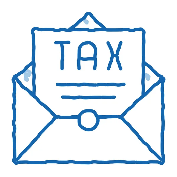 Tax Mail Bestel Schets Icoon Vector Handgetekende Blauwe Doodle Lijn — Stockvector