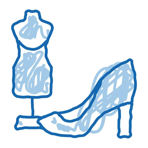 Sapato Desenho Burro Ícone Vetor Mão Desenhado Azul Doodle Linha —  Vetores de Stock