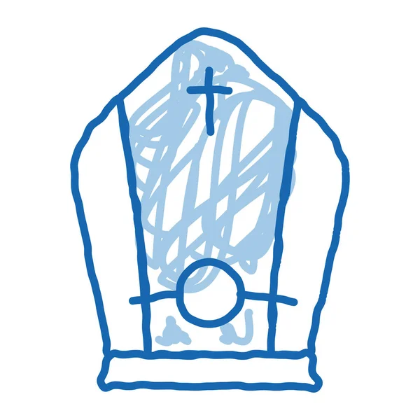 Papal Tiara Sketch Icon Vector Hand Drawn Blue Doodle Line — Stock Vector