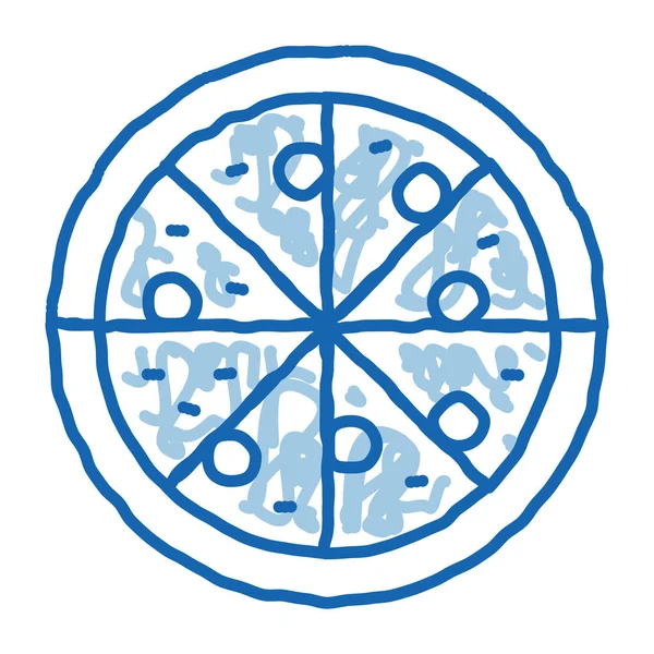 Pizza Italy Meal taslak ikon vektörü. El çizimi mavi çizgili sanat eseri Pizza İtalya Yemekleri tabelası. izole edilmiş sembol çizimi