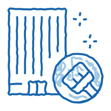 Temiz taslak ikon vektörü oluşturuluyor. El çizimi mavi çizgili sanat binası temiz tabelası. izole edilmiş sembol çizimi