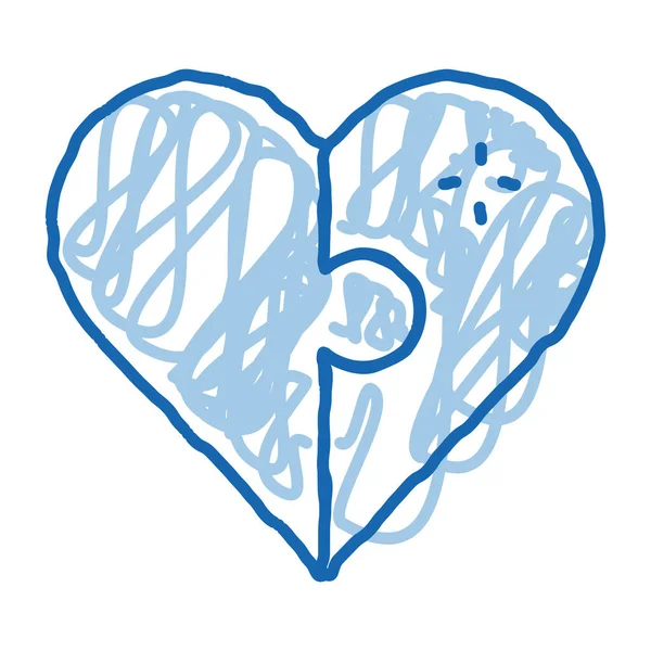 Corazón Amor Esbozo Icono Vector Arte Dibujado Mano Garabato Azul — Vector de stock