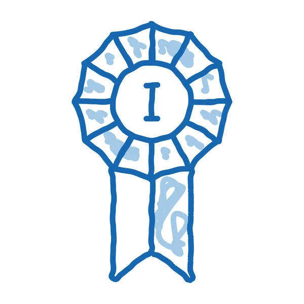 受賞者のスケッチアイコンベクトル 手描きの青いドアラインアート受賞者のサイン 孤立したシンボルイラスト — ストックベクタ