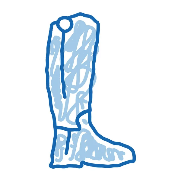 Вектор Ескізу Піктограми Взуття Жокей Рука Намальована Синя Каракулі Лінія — стоковий вектор