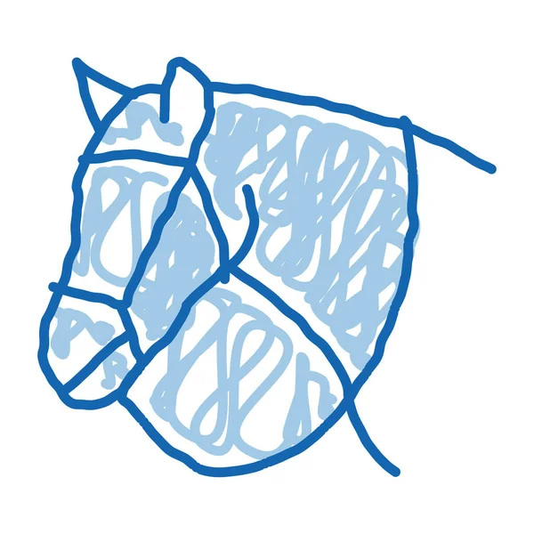 Jockey Saddle Schets Icoon Vector Met Hand Getekend Blauw Doodle — Stockvector
