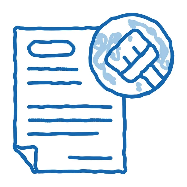 Acuerdo Vector Icono Boceto Limpio Arte Dibujado Mano Garabato Azul — Vector de stock