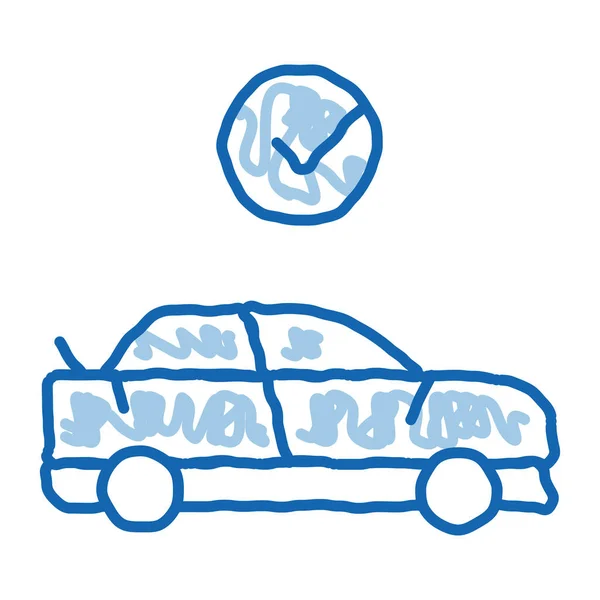 Naprawiono Ikonę Szkicu Samochodu Ręcznie Rysowane Niebieskie Doodle Line Art — Wektor stockowy