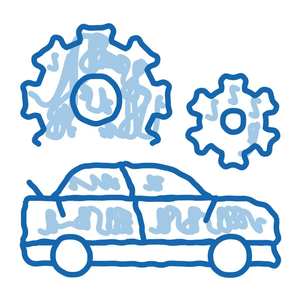 Car Gear Detail Náčrtek Ikony Vektor Ručně Kreslené Modré Čmáranice — Stockový vektor