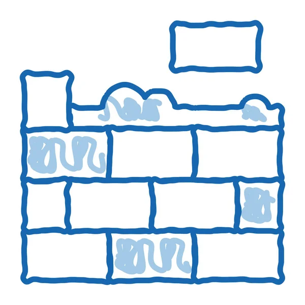 Kőművesvázlat Ikon Vektor Kézzel Rajzolt Kék Firka Vonal Művészet Bricklying — Stock Vector