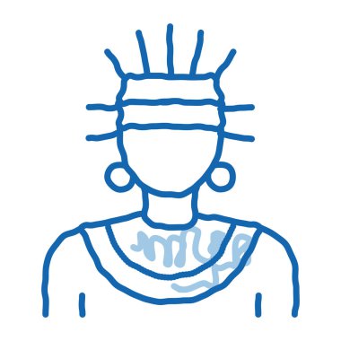 Aztek Şaman taslak ikon vektörü. El çizimi mavi karalama çizgisi Aztek Şaman İşareti. izole edilmiş sembol çizimi