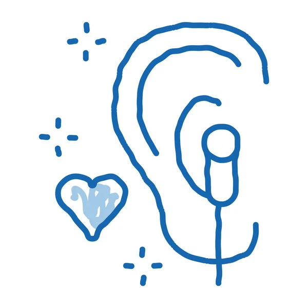Kulaklıktaki Müzik Tadını Çıkarmak Ikon Vektörünü Çizmek Çizimi Mavi Karalama — Stok Vektör