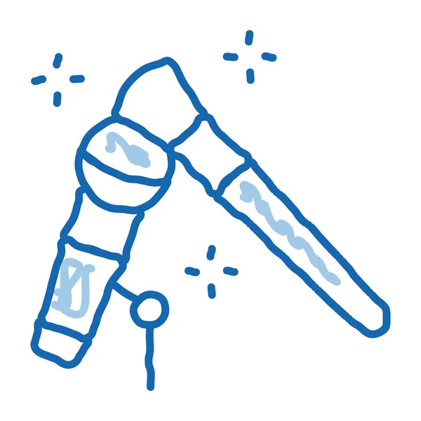 Mikrofoncheck Skizzensymbol Vektor Handgezeichnetes Blaues Doodle Line Art Mikrofon Check — Stockvektor