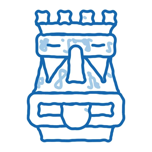 Вектор Иконок Ацтекского Тотема Ручной Рисунок Голубой Каракули Рисунок Ацтек — стоковый вектор