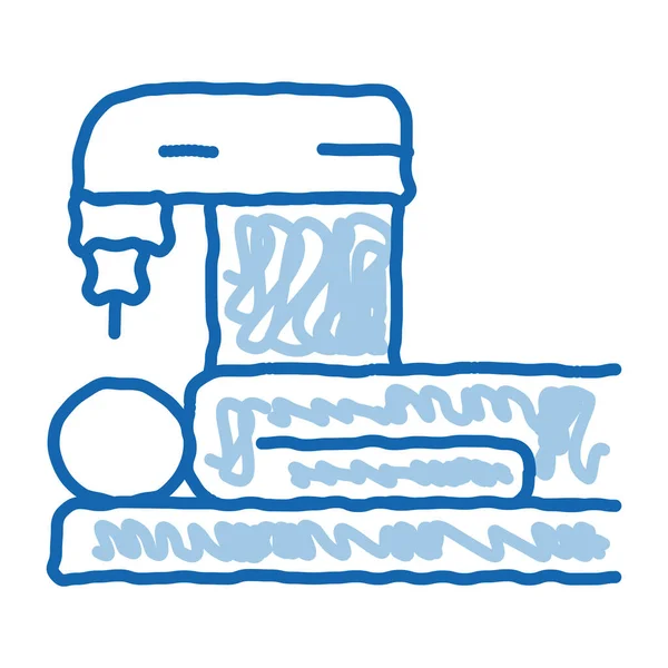 Tratamento Pessoas Maquinaria Esboço Ícone Vetor Mão Desenhado Azul Doodle —  Vetores de Stock