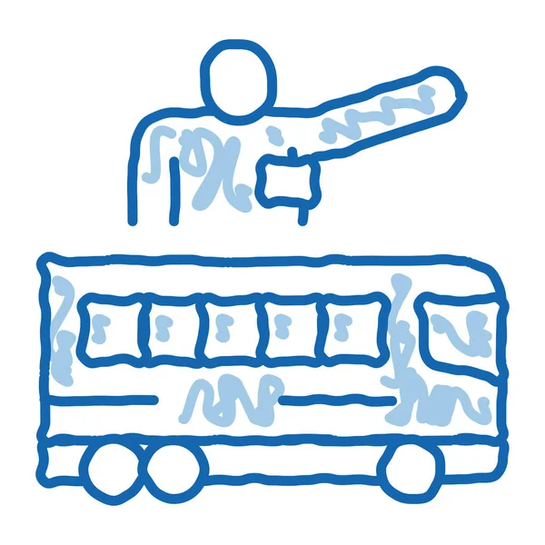 Bus Guide Schets Icoon Vector Handgetekende Blauwe Doodle Lijn Kunst — Stockvector