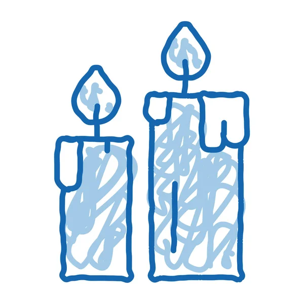 Velas Aroma Esbozo Vector Icono Arte Línea Garabato Azul Dibujado — Archivo Imágenes Vectoriales