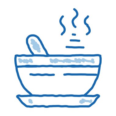 Yoga Meditasyon taslak ikonu vektörü için bitkisel infüzyon. El çizimi mavi karalama çizgisi Yoga Meditasyon İşareti için Bitkisel Enfüzyon. izole edilmiş sembol çizimi