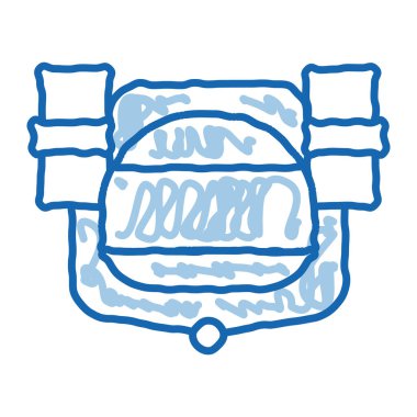 Bira Miğferi taslak ikon vektörü. El çizimi mavi çizgili, sanat eseri, miğfer tabelası. izole edilmiş sembol çizimi