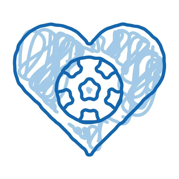 Футбол Векторе Иконок Сердца Ручной Рисунок Синий Каракули Линии Футбол — стоковый вектор