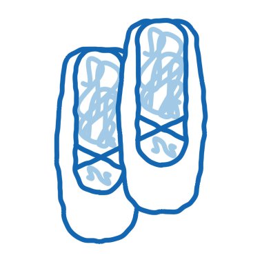 Değiştirilebilir Bale Ayakkabıları taslak ikon vektörü. El çizimi mavi çizgili, değiştirilebilir bale ayakkabısı tabelası. izole edilmiş sembol çizimi