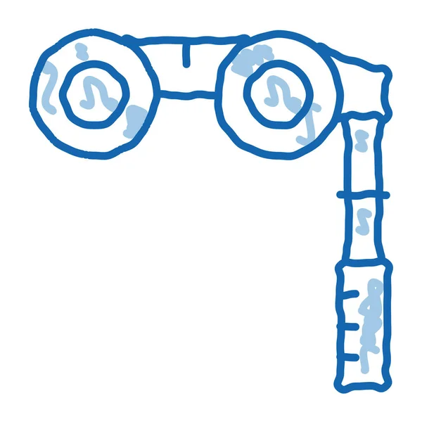 Verrekijker Schets Icoon Vector Met Hand Getekende Blauwe Doodle Lijn — Stockvector
