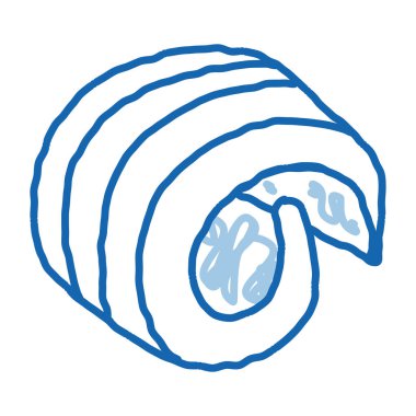 Tereyağı kıvrımı taslak ikon vektörü. El çizimi mavi karalama çizgisi, tereyağı kıvrım işareti. izole edilmiş sembol çizimi