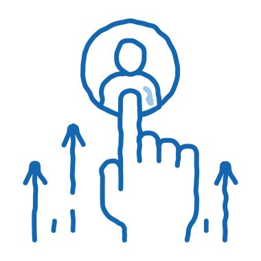 İnsan kaynakları geliştirme taslak ikon vektörü. El çizimi mavi karalama çizgisi insan kaynakları artırma işareti. izole edilmiş sembol çizimi