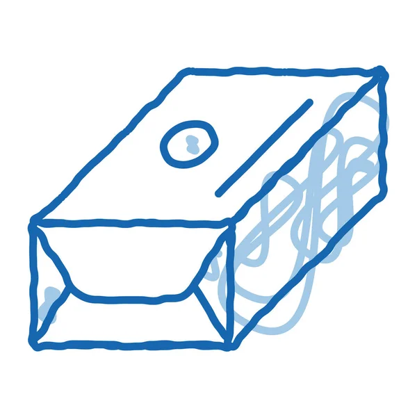 Pakje Romige Spreidschets Icoon Vector Met Hand Getekende Blauwe Doodle — Stockvector