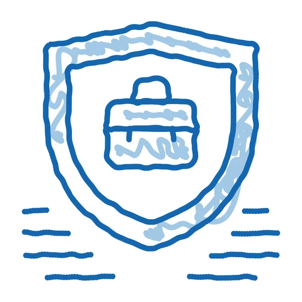 Vetor Ícone Esboço Proteção Dados Eletrônico Mão Desenhado Azul Doodle —  Vetores de Stock