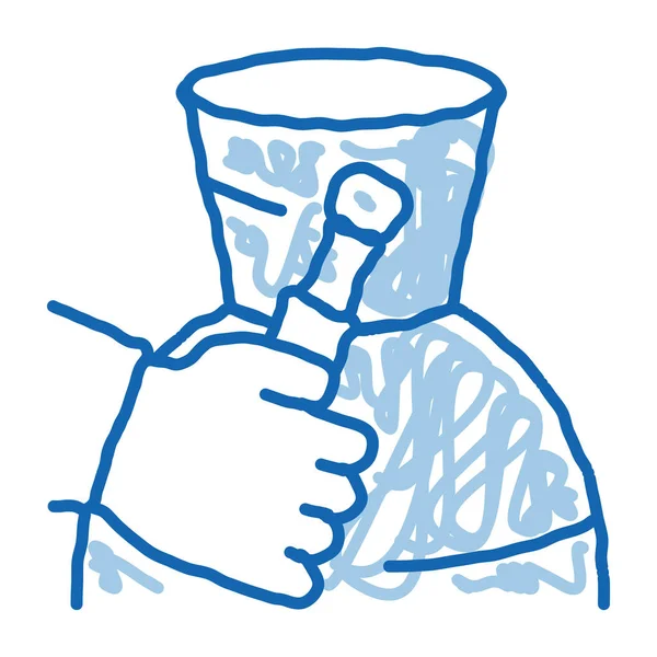 Πήλινο Βάζο Ζωγραφική Διάνυσμα Εικονίδιο Χέρι Ζωγραφισμένο Μπλε Doodle Γραμμή — Διανυσματικό Αρχείο