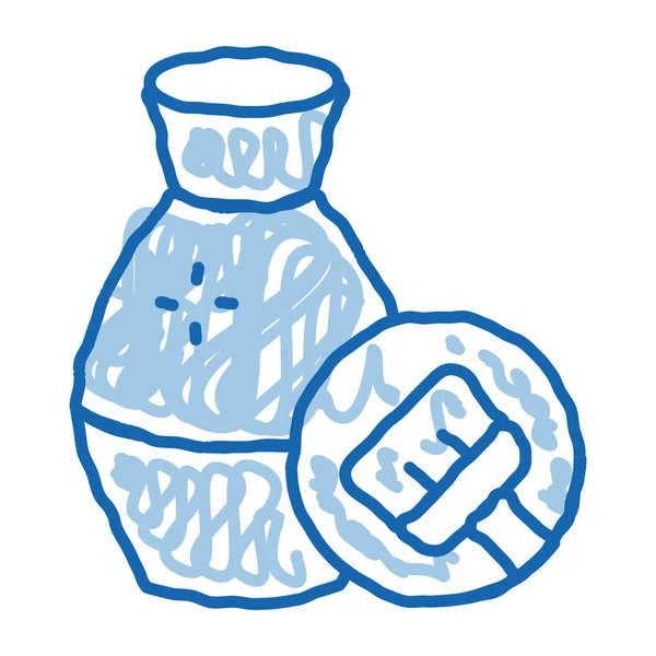 Clay Váza Čištění Náčrtek Ikony Vektor Ručně Kreslený Modrý Čmáranice — Stockový vektor