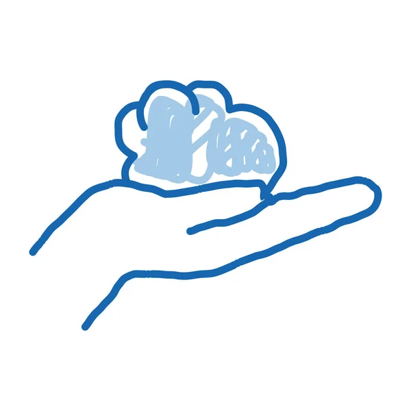 Stück Ton Den Händen Skizzieren Symbol Vektor Handgezeichnete Blaue Doodle — Stockvektor