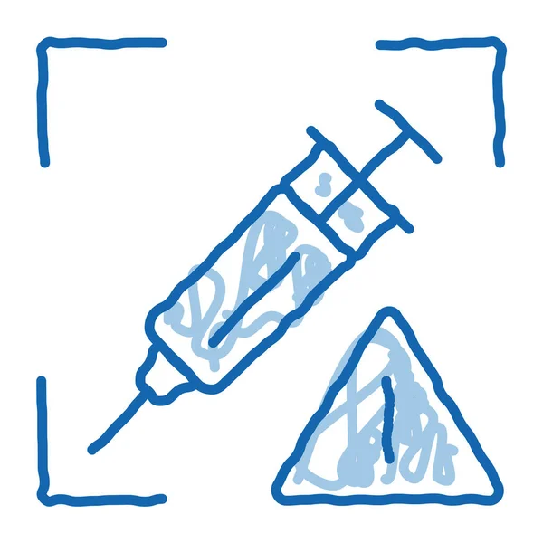 Detecção Problemas Injeção Esboço Ícone Vetor Linha Doodle Azul Desenhada — Vetor de Stock