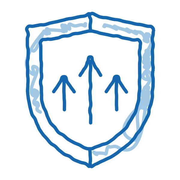 Verhoogde Bescherming Schets Icoon Vector Met Hand Getekende Blauwe Doodle — Stockvector