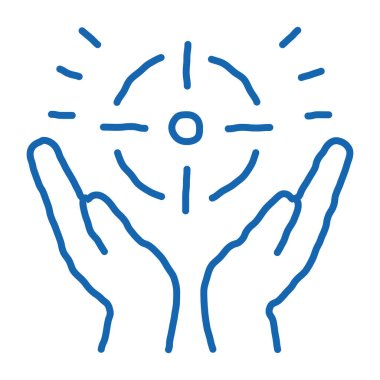 amaç simge vektörünün yüceltilmesi. El çizimi mavi karalama çizgisi. Amaç işaretinin yüceltilmesi. izole edilmiş sembol çizimi