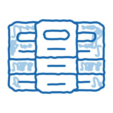 Koruyucu Kalkan taslak ikon vektörü. El çizimi mavi çizgili sanat koruma kalkanı işareti. izole edilmiş sembol çizimi