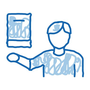 Kitap danışmanı taslak ikon vektörü. El çizimi mavi karalama çizgisi sanat kitabı danışmanı işareti. izole edilmiş sembol çizimi