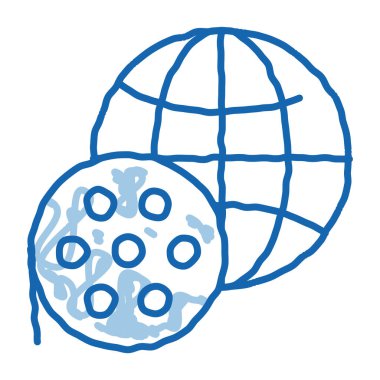 Dünya kayıt teknolojisi taslak ikon vektörü. El çizimi mavi çizgili sanat dünyası kayıt teknolojisi işareti. izole edilmiş sembol çizimi