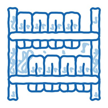 Lastik deposu taslak ikon vektörü. El çizimi mavi çizgili lastik ambarı tabelası. izole edilmiş sembol çizimi