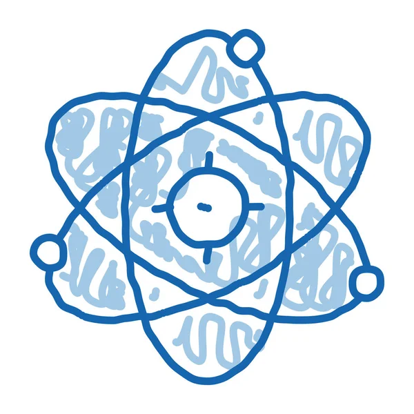 Atommolekula Vázlat Ikon Vektor Kézzel Rajzolt Kék Firka Vonal Művészet — Stock Vector