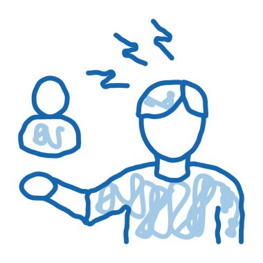 İnsan taslak ikon vektörünün tartışılması ve kınanması. El çizimi mavi çizgili sanat tartışması ve insan imzasının kınanması. izole edilmiş sembol çizimi