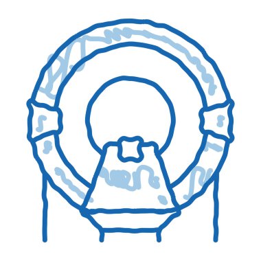 Solaryum taslak ikon vektörüne yerleştir. Solaryum işaretinde el çizimi mavi çizgili sanat yeri. izole edilmiş sembol çizimi