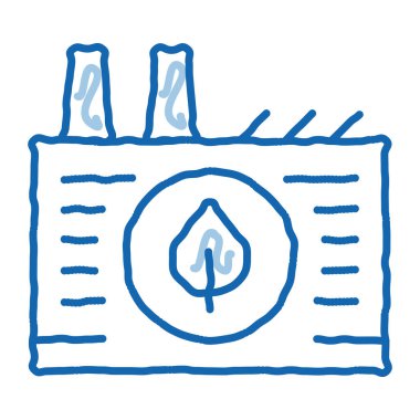 Ekolojik endüstriyel bitki taslak ikon vektörü. El çizimi mavi karalama çizgisi sanat ekolojik sanayi sanayi tabelası. izole edilmiş sembol çizimi