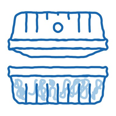 Isıtma sobası taslak ikon vektörü. El çizimi mavi çizgili, sanat eseri ısıtma sobası tabelası. izole edilmiş sembol çizimi