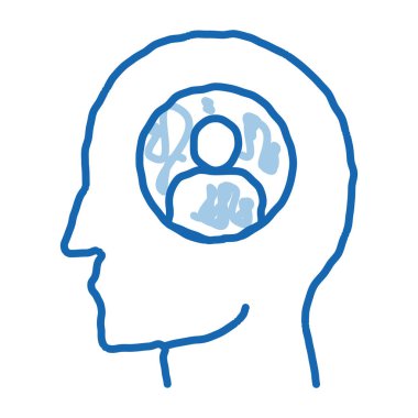 Bir kişi ikon vektörünü çizdi. El çizimi mavi karalama çizgisi bir kişinin işareti. izole edilmiş sembol çizimi