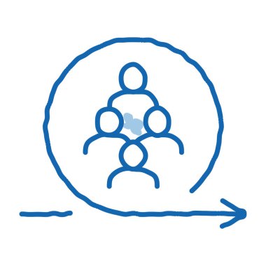 Personel değişim simgesi vektörü. El çizimi mavi karalama çizgisi tabelgesi. izole edilmiş sembol çizimi